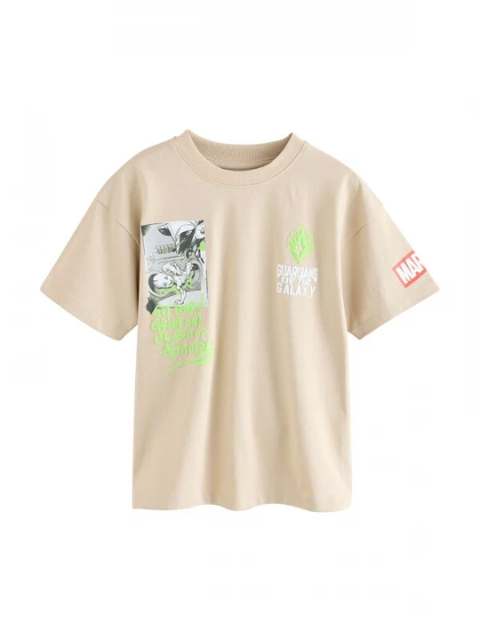 Foto van product Next Shirt 'Guardians of the Galaxy' grijs / stone grey / lichtgroen / wit