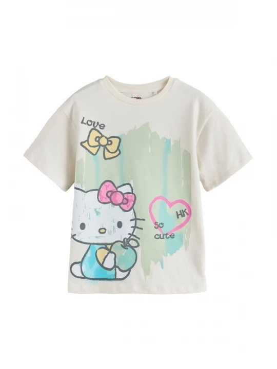 Foto van product Next Shirt 'Hello Kitty' ecru / pink / zwart / wit
