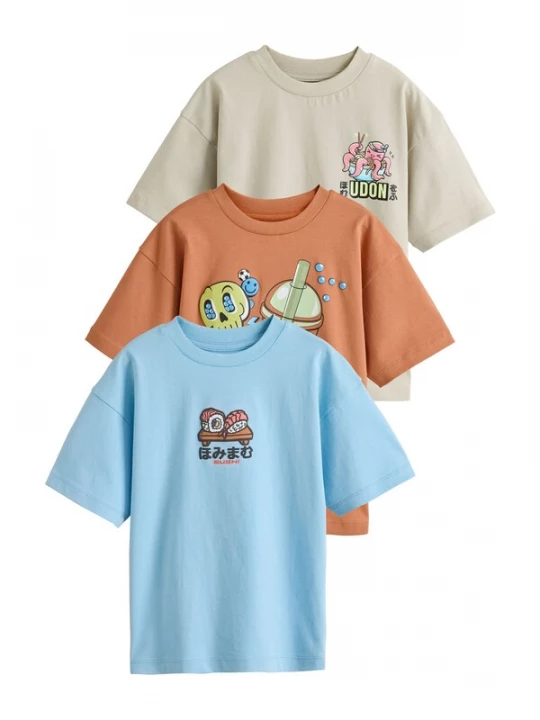 Foto van product Next Shirt hemelsblauw / greige / mandarijn / zwart