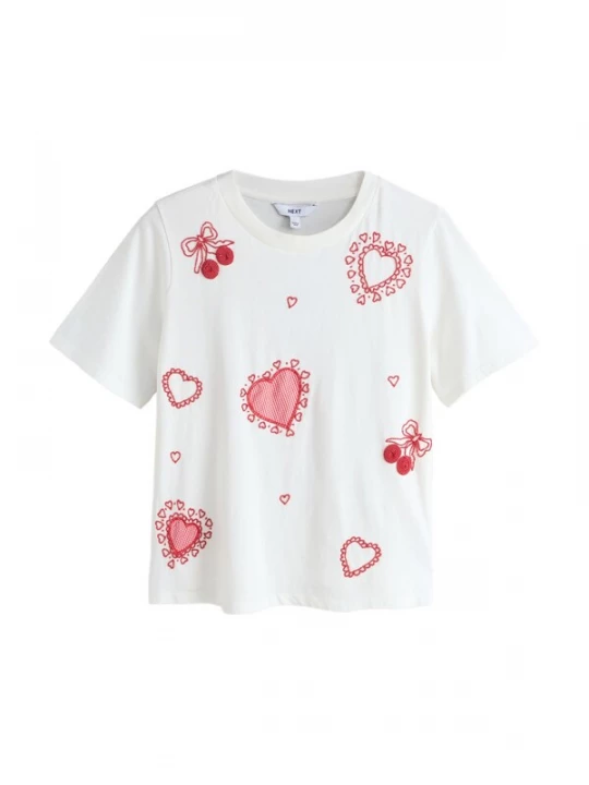 Foto van product Next Shirt kersrood / wit
