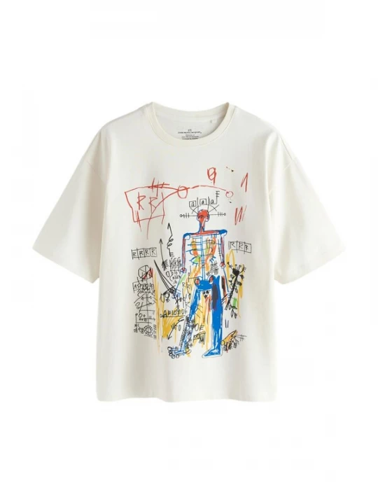 Foto van product Next Shirt 'Künstler' curry / kersrood / zwart / wit