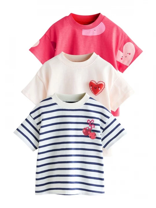 Foto van product Next Shirt lichtbeige / donkerblauw / rosa / rood / wit