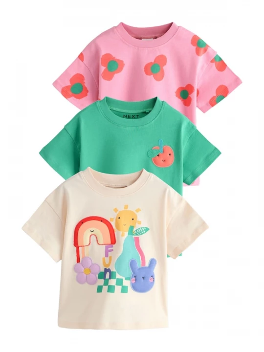 Foto van product Next Shirt lichtbeige / geel / groen / pink