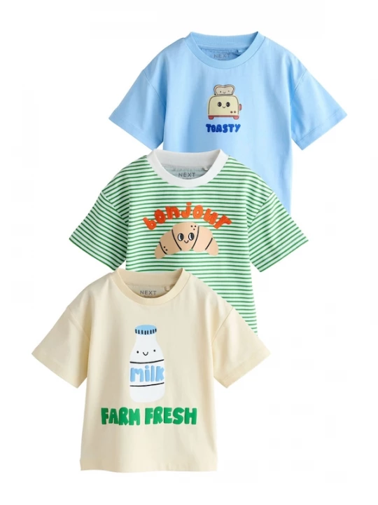 Foto van product Next Shirt lichtbeige / hemelsblauw / groen / wit