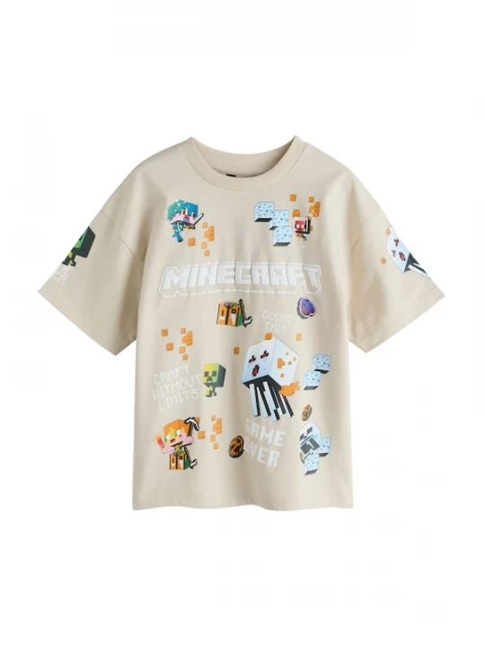 Foto van product Next Shirt lichtbeige / lichtblauw / oranje / wit