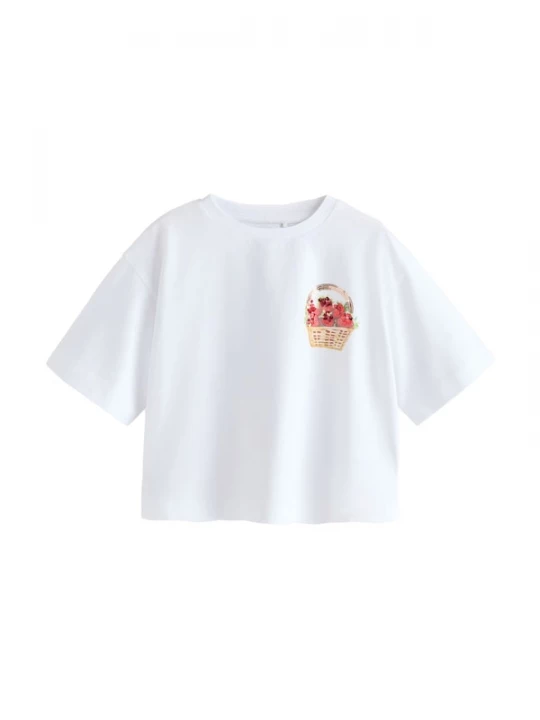 Foto van product Next Shirt lichtbeige / lichtbruin / knalrood / wit