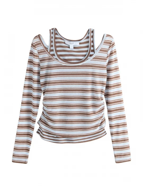 Foto van product Next Shirt lichtblauw / bruin / wit