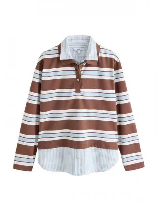 Foto van product Next Shirt lichtblauw / bruin / wit