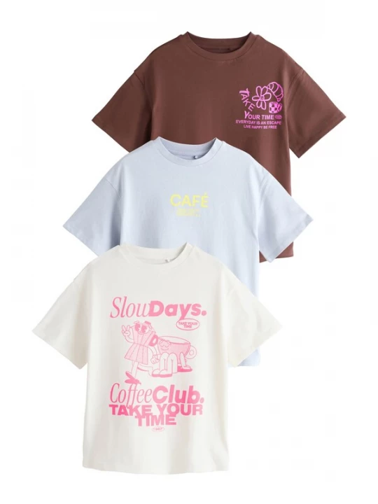 Foto van product Next Shirt lichtblauw / chocoladebruin / lichtroze / wit