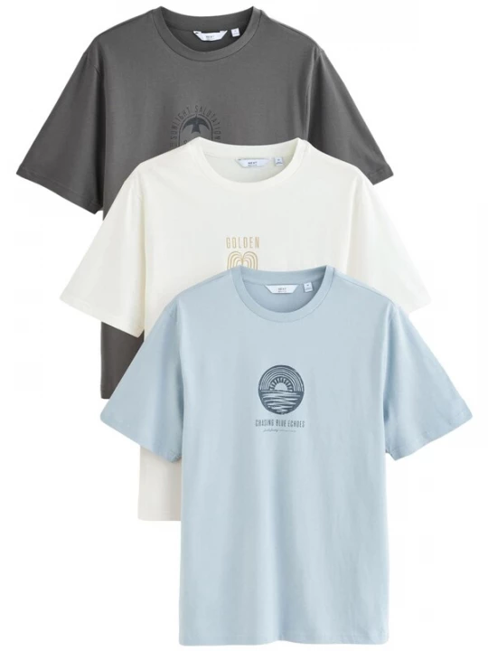 Foto van product Next Shirt lichtblauw / donkergrijs / wit