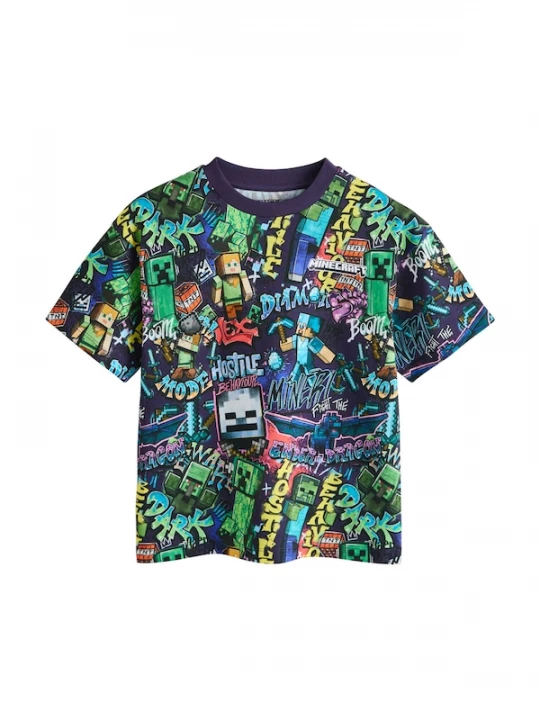 Foto van product Next Shirt lichtblauw / groen / aubergine / pink