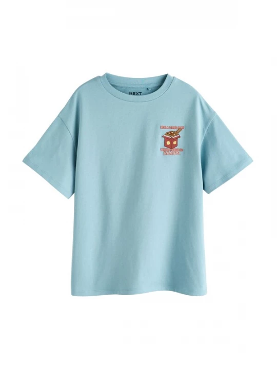 Foto van product Next Shirt lichtblauw / kastanjebruin / geel / wit