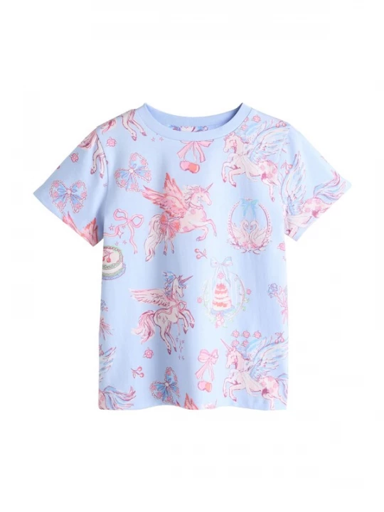 Foto van product Next Shirt lichtblauw / rosa / oranjerood / wit