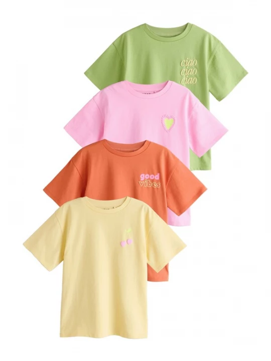 Foto van product Next Shirt lichtgeel / lichtgroen / donkeroranje / rosa