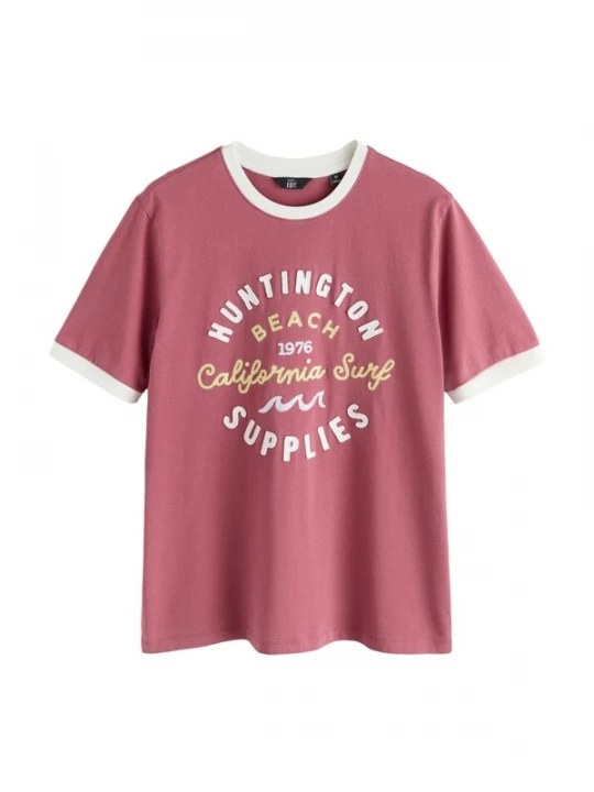 Foto van product Next Shirt lichtgeel / watermeloen rood / wit