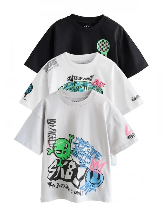Foto van product Next Shirt lichtgrijs / rosa / zwart / wit