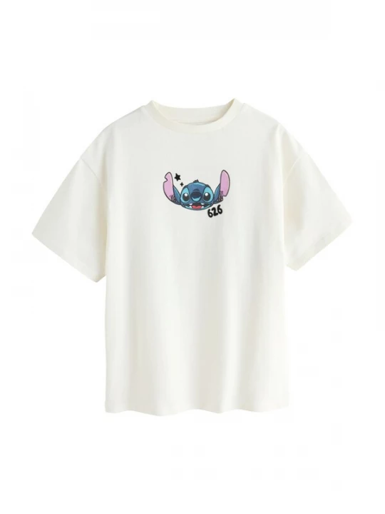 Foto van product Next Shirt 'Lilo & Stitch' ecru / lichtblauw / pink / zwart
