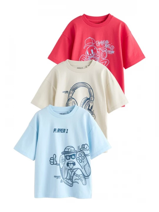 Foto van product Next Shirt marine / lichtblauw / greige / rood