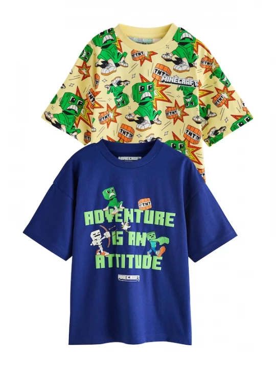 Foto van product Next Shirt 'Minecraft' donkerblauw / geel / groen / wit