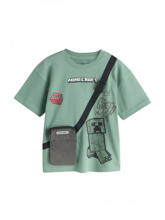 Foto van product Next Shirt 'Minecraft' donkergrijs / pastelgroen / cranberry / zwart