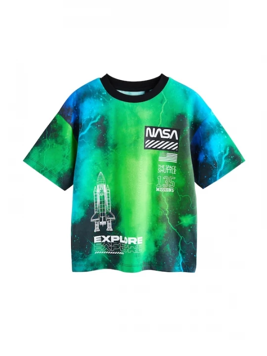 Foto van product Next Shirt 'Nasa' azuur / groen / zwart / wit