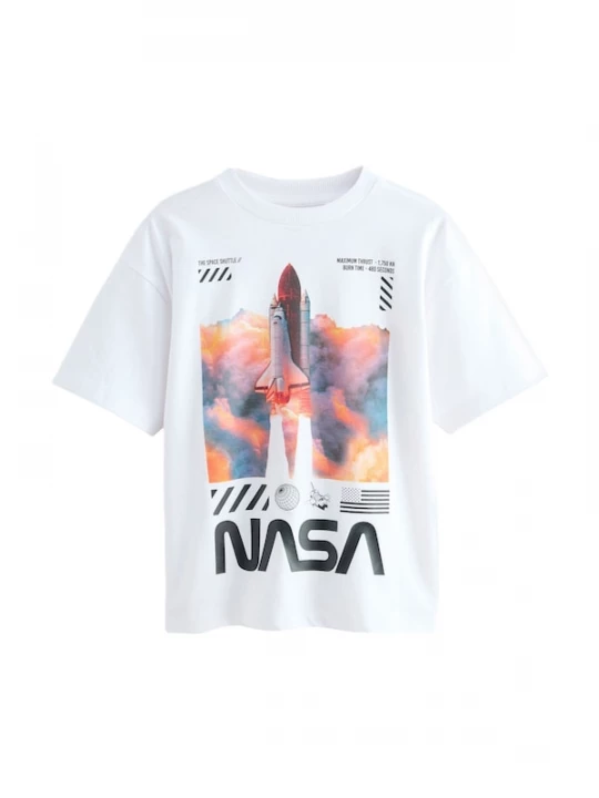 Foto van product Next Shirt 'NASA' blauw / oranje / zwart / wit