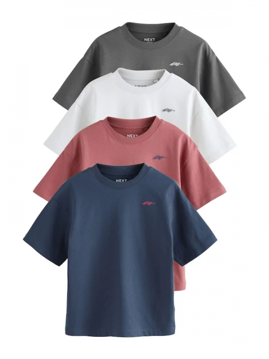 Foto van product Next Shirt navy / donkergrijs / framboos / wit