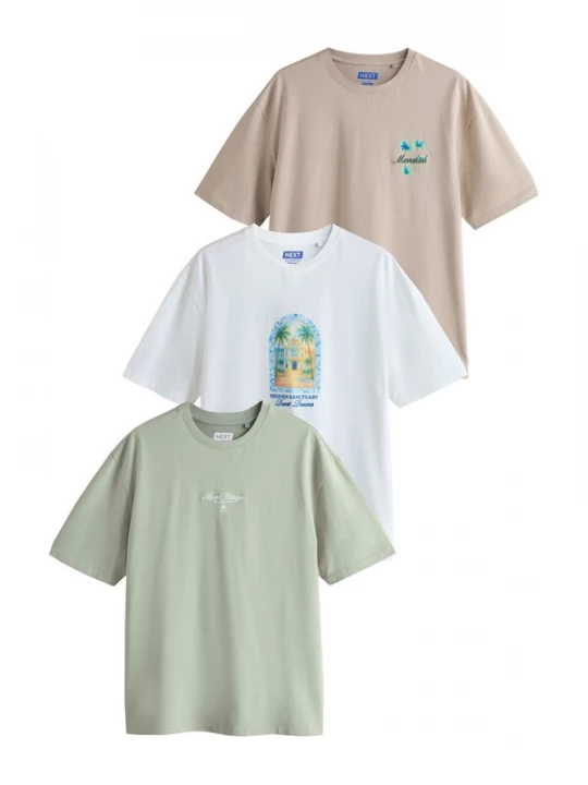 Foto van product Next Shirt neonblauw / taupe / pastelgroen / wit