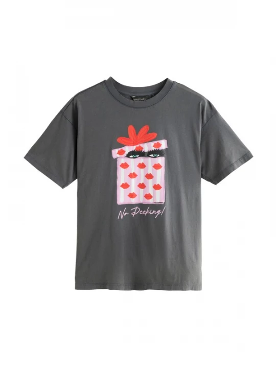 Foto van product Next Shirt 'No Peeking Kendra Dandy' grijs / pink / poederroze
