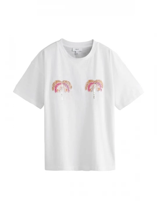 Foto van product Next Shirt oranje / fuchsia / zilver / wit