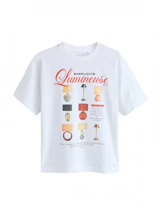 Foto van product Next Shirt pasteelgeel / donkergrijs / pastelrood / wit