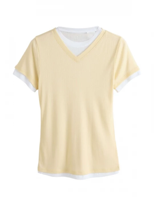 Foto van product Next Shirt pasteelgeel / wit