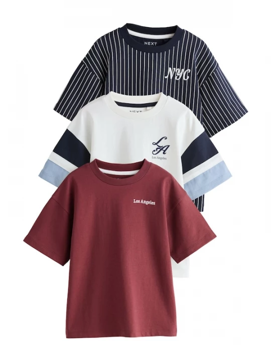 Foto van product Next Shirt pastelblauw / bordeaux / zwart / wit