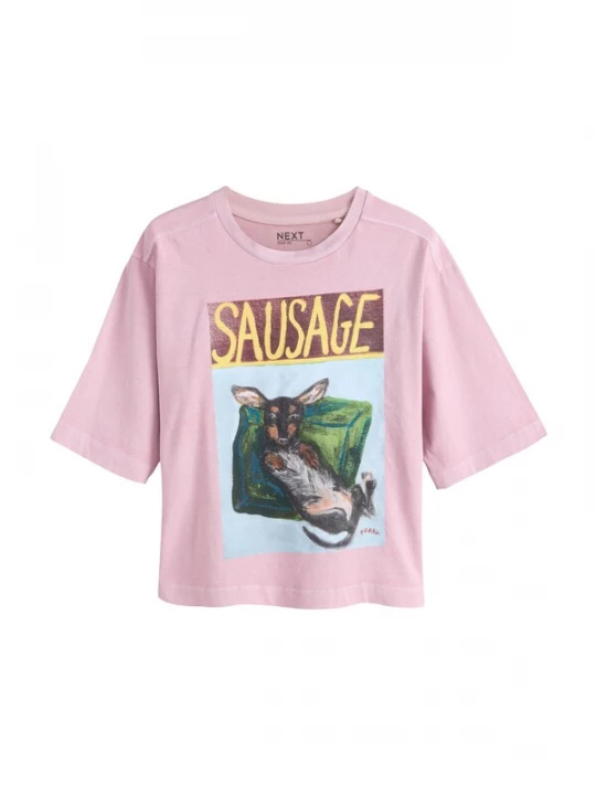 Foto van product Next Shirt pastelblauw / donkerbruin / honing / rosa