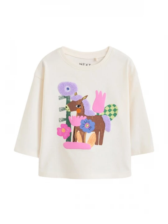 Foto van product Next Shirt 'Pferd' ecru / bruin / sering / rosa