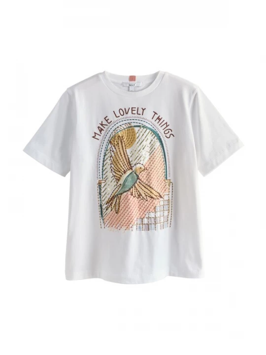 Foto van product Next Shirt 'Provence' bruin / petrol / lichtoranje / wit