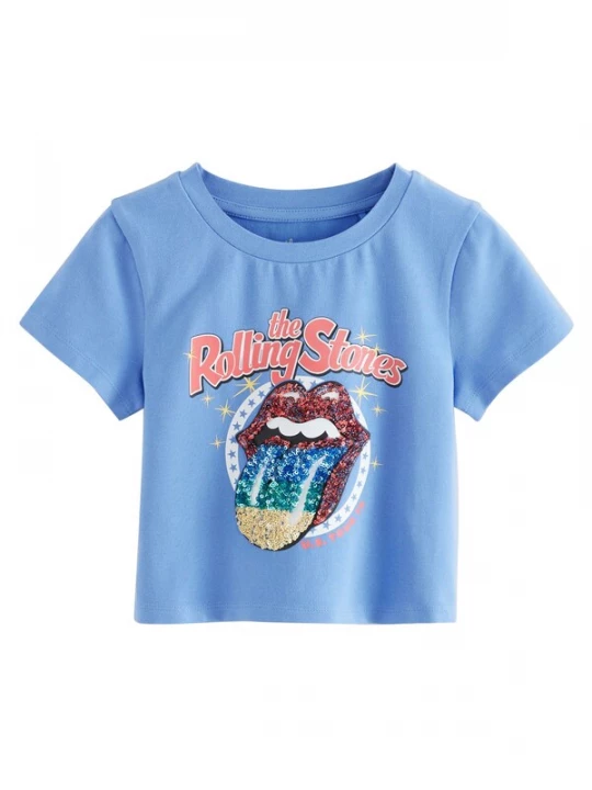 Foto van product Next Shirt 'Rolling Stones' blauw / goud / abrikoos / rood