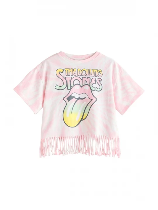 Foto van product Next Shirt 'Rolling Stones Fringe Band' geel / rosa / rosé / zwart