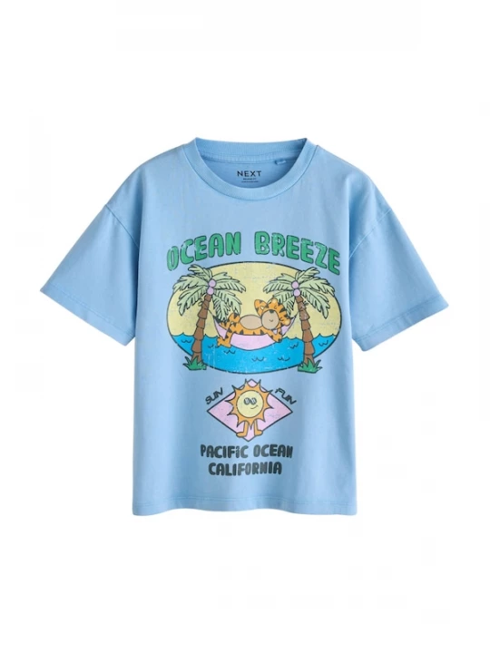 Foto van product Next Shirt royal blue / koningsblauw / hemelsblauw / lichtgeel / groen
