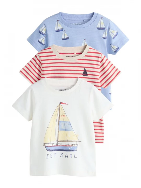 Foto van product Next Shirt sand / lichtblauw / rood / wit