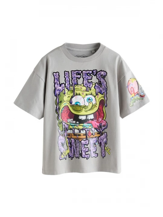 Foto van product Next Shirt 'Spongebob' grijs / limoen / lila / lichtroze