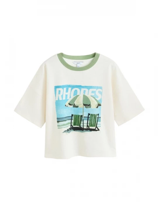 Foto van product Next Shirt 'Summer Rhodes' ecru / lichtblauw / groen / zwart