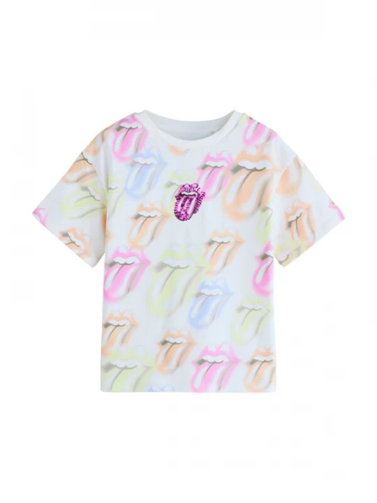 Foto van product Next Shirt 'The Rolling Stones' lichtgroen / oranje / pink / wit