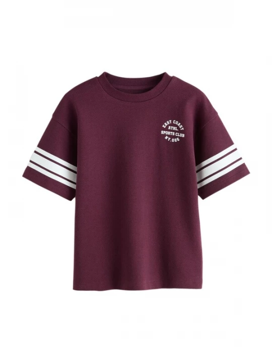 Foto van product Next Shirt 'Varsity' wijnrood / wit