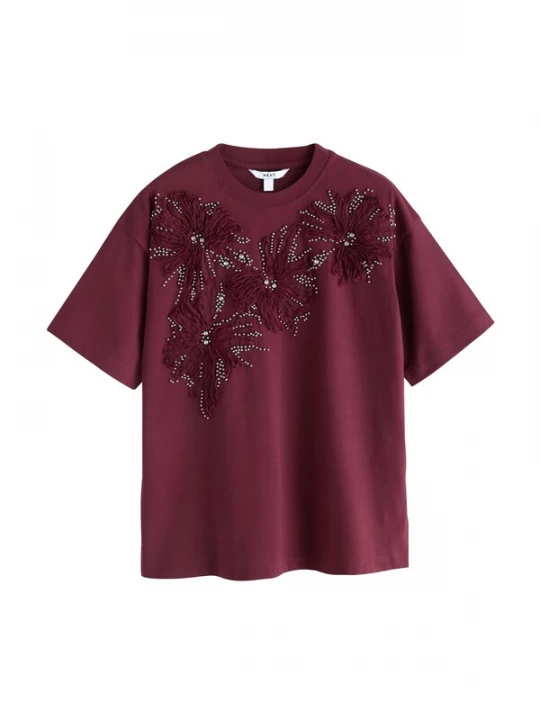 Foto van product Next Shirt zilvergrijs / wijnrood