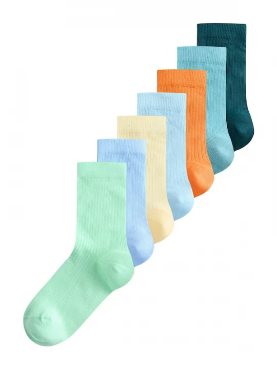 Foto van product Next Sokken lichtblauw / pasteelgeel / donkergroen / neonoranje
