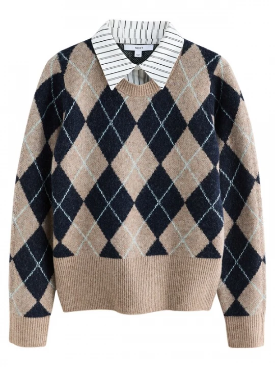 Foto van product Next Trui beige / nachtblauw / wit