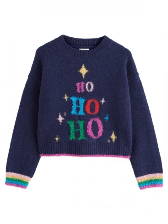 Foto van product Next Trui 'Christmas Ho Ho Ho' navy / spar / donkerroze / knalrood