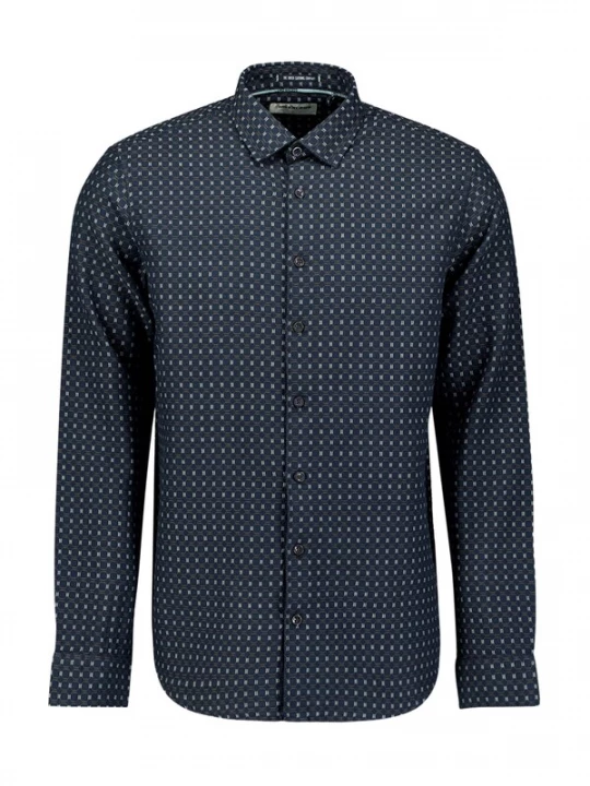 Foto van product No Excess Overhemd donkerblauw / aardetinten / wolwit