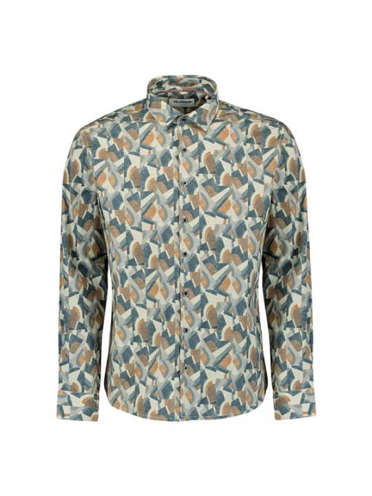 Foto van product No Excess Overhemd hemelsblauw / donkerblauw / karamel / wolwit